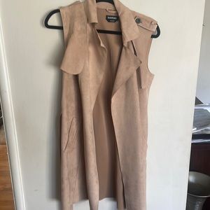 Faux suede trench vest -bebe - never worn